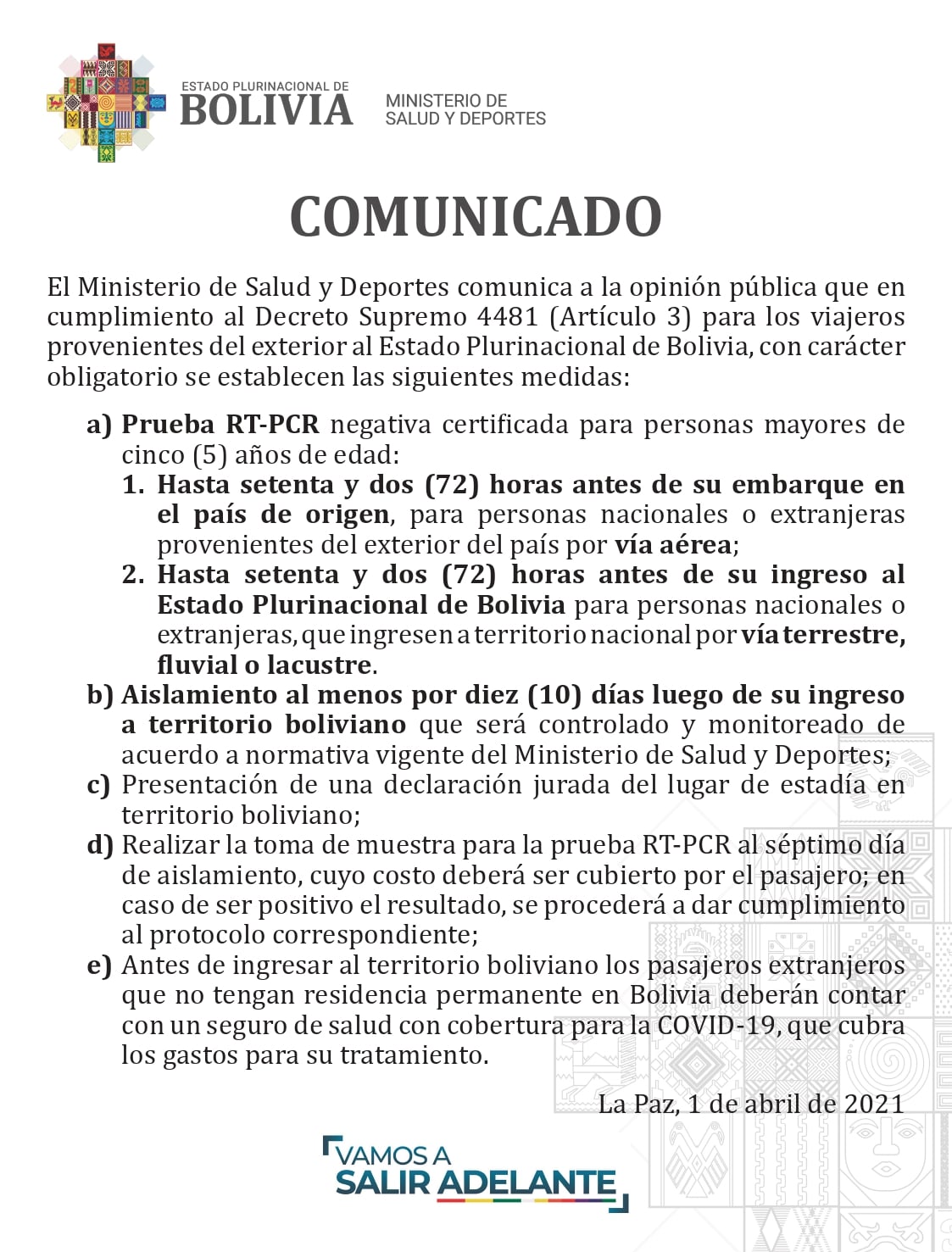 Requisitos de ingreso a Bolivia